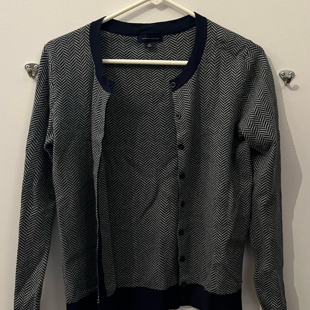 Tommy Hilfiger blue and gray cardigan